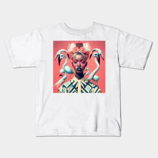 [AI Art] Surrounded by Flamingos Bauhaus Art Style Kids T-Shirt